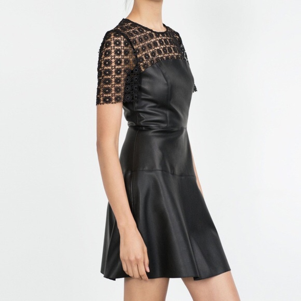 ZARA Faux Leather Skater Dress